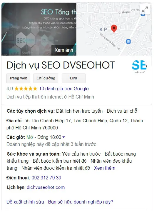 Google My Business Dvseohot