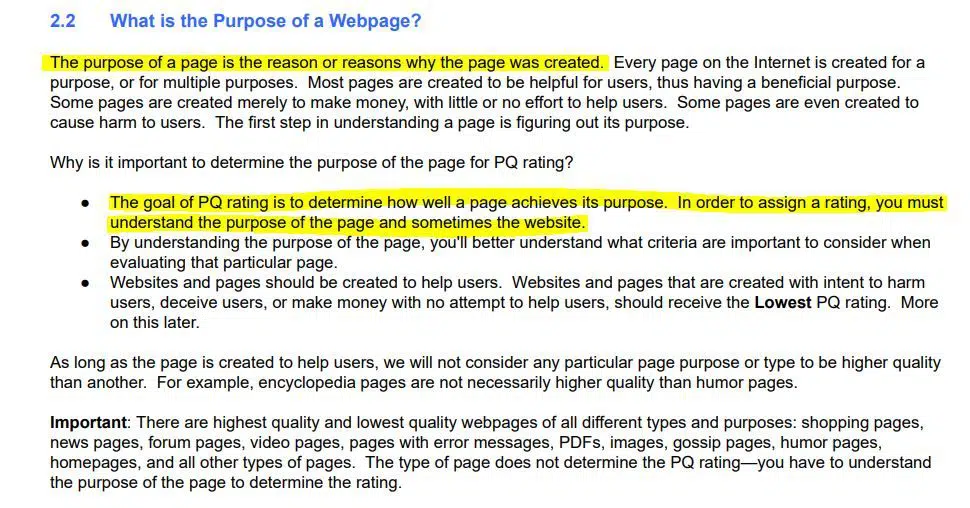 Purpose Of Webpage Pq Rating