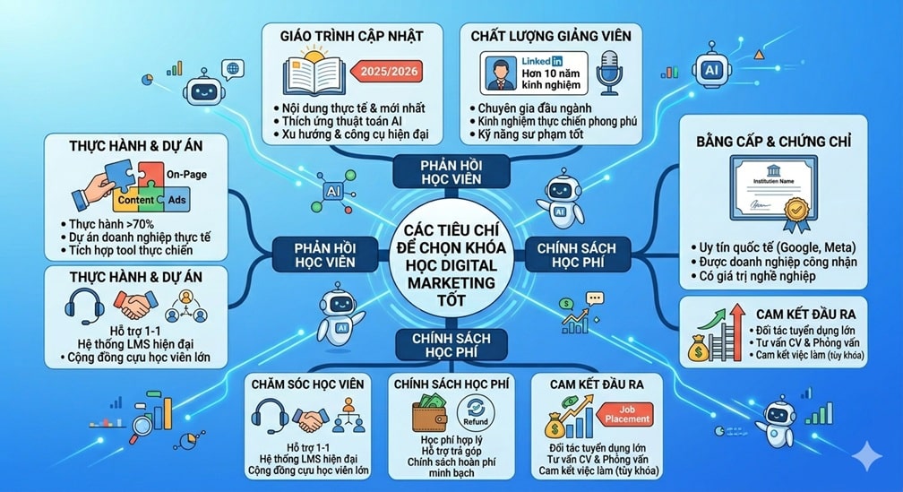 Các tiêu chí để chọn khóa học Digital Marketing tốt