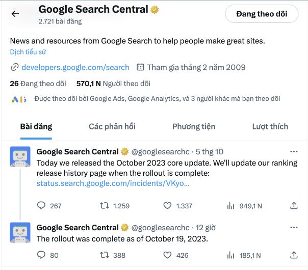 Bản cập nhật cốt lõi tháng 10-2023 của Google đã hoàn tất
