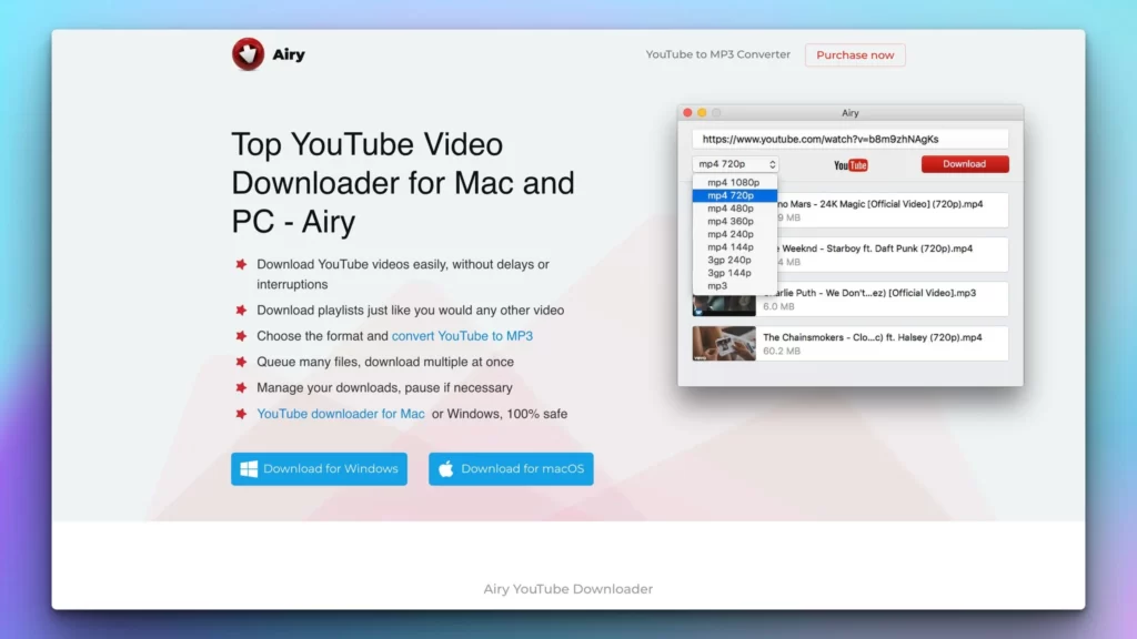 airy video downloader homepage