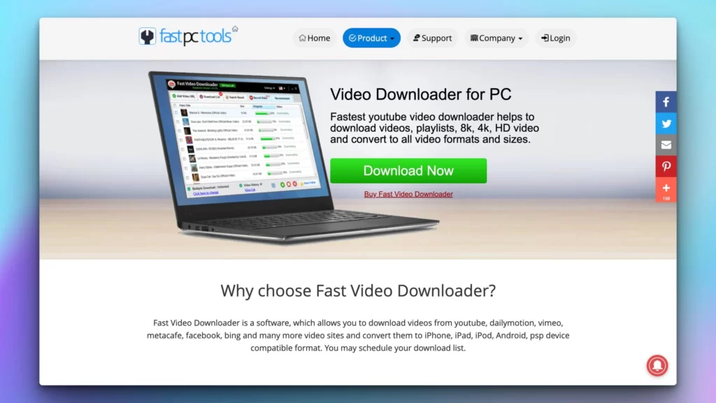 fast video downloader homepage