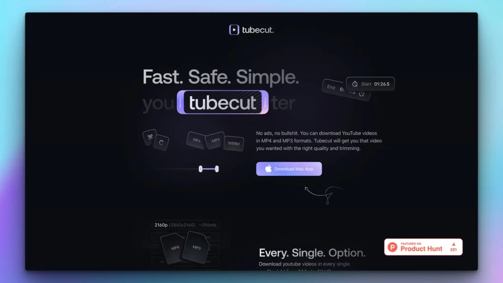 tubecut video downloader tool homepage