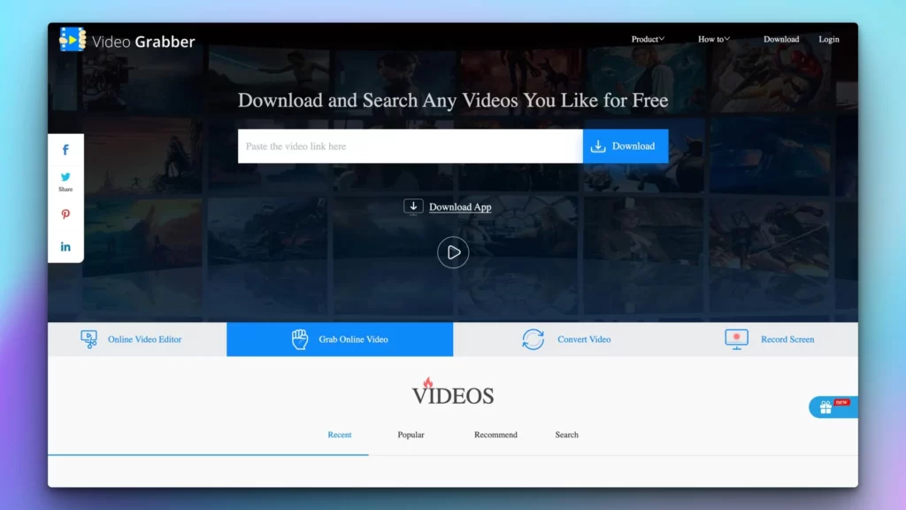 video grabber video downloader homepage