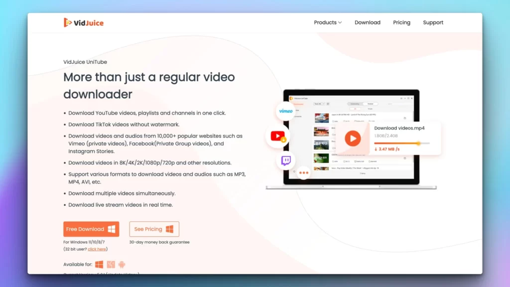 vidjuice video downloader homepage