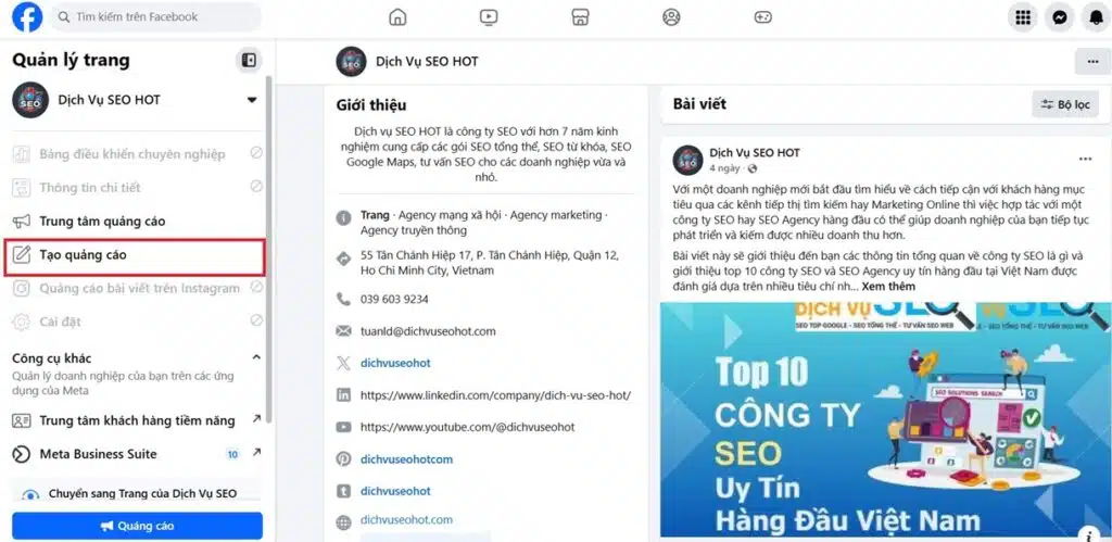 tao quang cao facebook