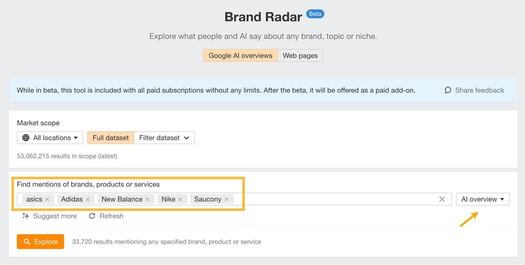 ahrefs brand radar