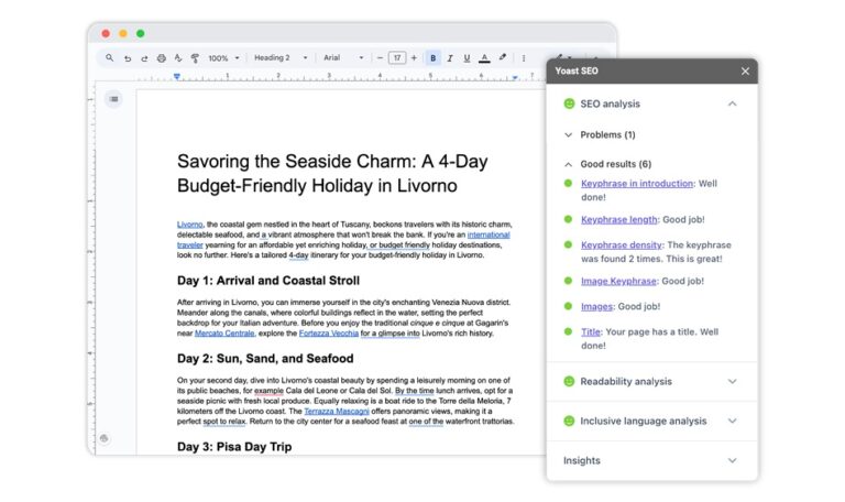 Yoast SEO hiện đã có trong Google Docs
