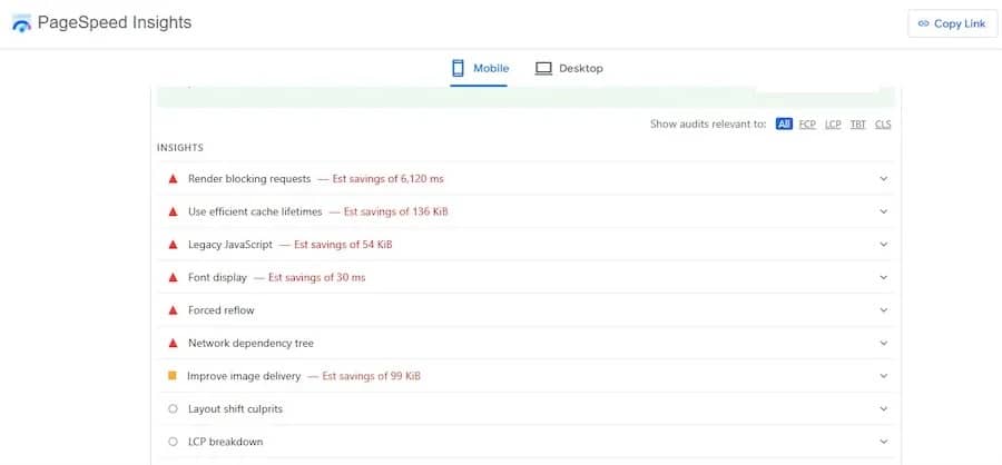 ranking factors page speed insights