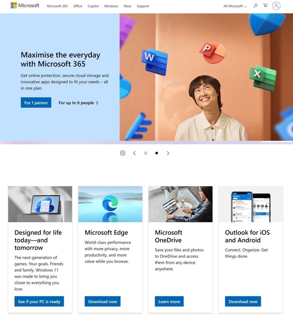 Microsofts website