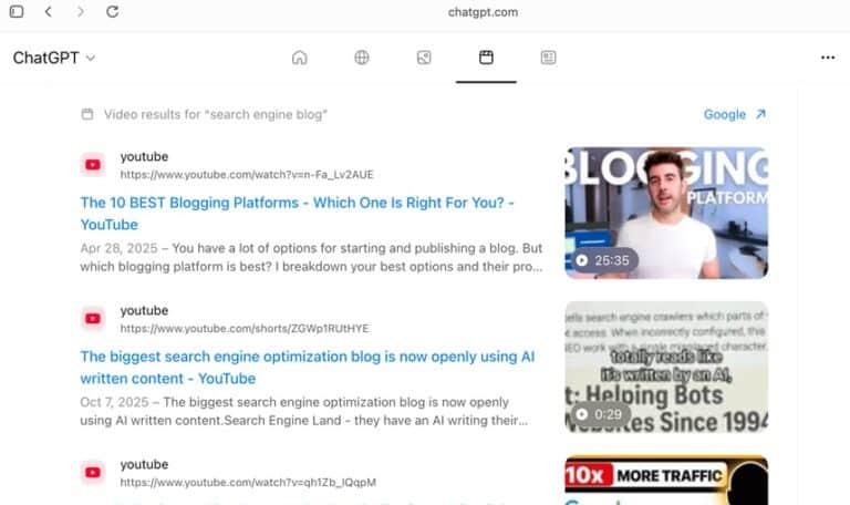 OpenAI ra mắt trình duyệt web ChatGPT Atlas 8 chatgpt atlas search video 1