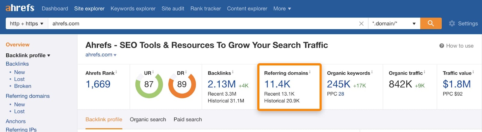 referring domain ahrefs