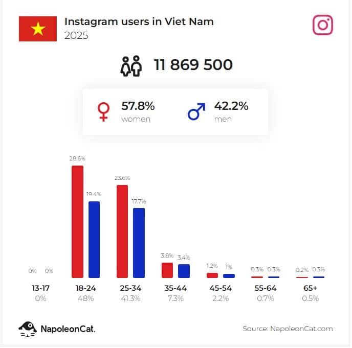 Thống kê người dùng mạng xã hội tại Việt Nam 2025 6 instagram user